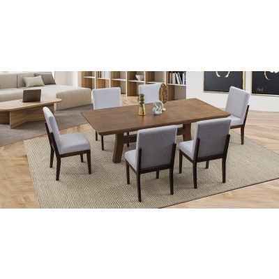Comedor Rectangular 220 Cm Kansas Blanco 7 Piezas