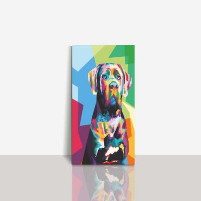 Cuadro Decorativo 130 X 80 cm Perro Arte Pop Lienzo Multicolor