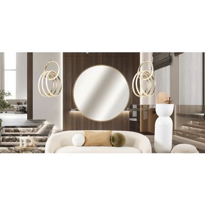 Espejo Decorativo De Cristal Con Luz Moon Plata