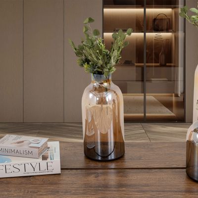 Jarrón Decorativo Balero Cristal Zirconia Café Mediano