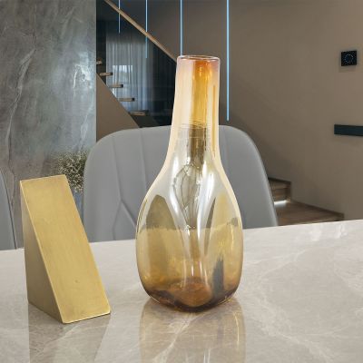 Jarrón Decorativo Triangular Cristal Zirconia Ambar Chico