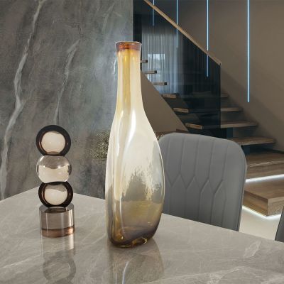 Jarrón Decorativo Triangular Cristal Zirconia Ambar Grande