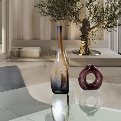 Jarrón Decorativo Triangular Cristal Zirconia Café Grande