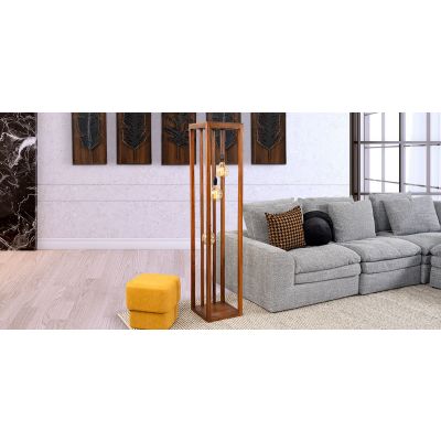 Lámpara De Piso Con Foco Decorativo Parota Eliot Café
