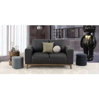 Sofá 2 Plazas Piel Littio Negro