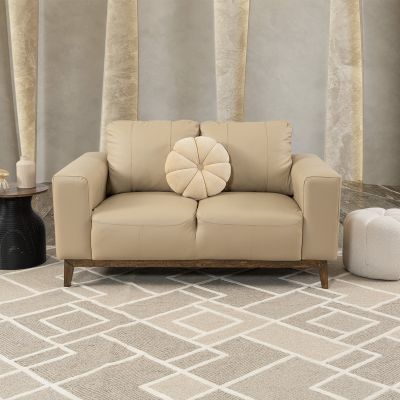 Sofá 2 Plazas Piel Littio Beige