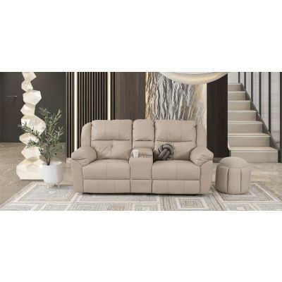 Sofá 2 Plazas Con Reclinables Eléctricos Y Consola Prescot Air Beige