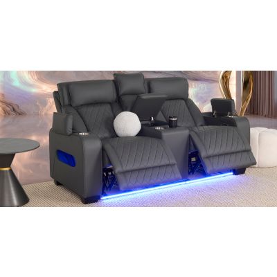 Sofá 2 Plazas Con Reclinables Eléctricos Jetour Gris Oxford