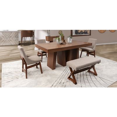 Comedor Odette  Con Sillas y Banca Beige 6 Piezas