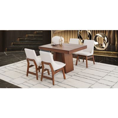 Comedor 120 Cm Odette Con Sillas Odette Alamo Beige 5 Piezas