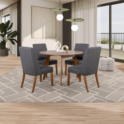 Comedor Redondo Marbella Gris 5 Piezas