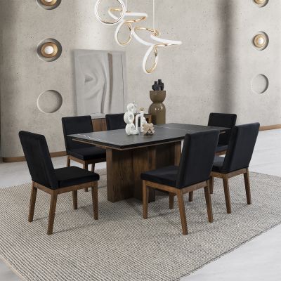 Comedor Birmania Negro 7 Piezas