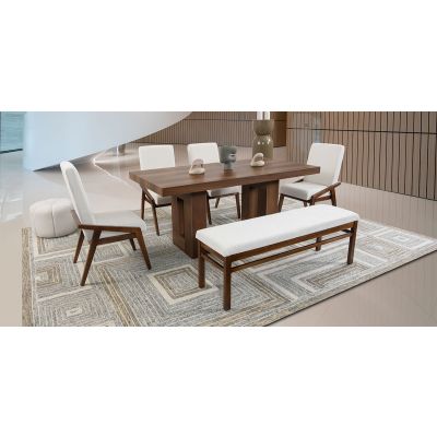 Comedor Marbella Con Sillas Y Banca Praga Mix Beige 6 Piezas