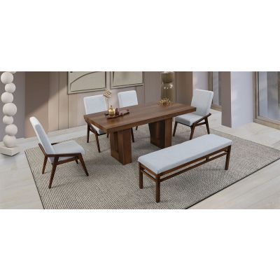 Comedor Marbella Con Sillas Y Banca Praga Mix Gris 6 Piezas