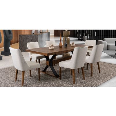 Comedor Con Extensión Toledo Beige 7 Piezas