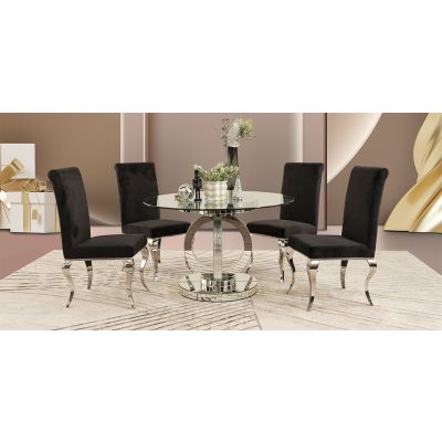 Comedor Redondo Genesis Con Sillas Elenor Negro 5 Piezas