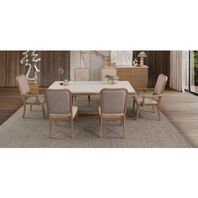 Comedor Rectangular De Mármol Elora CL Beige 7 Piezas