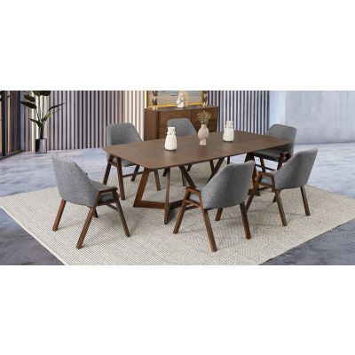 Comedor Rectangular Valenza Gris 7 Piezas