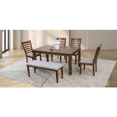Comedor Rectangular 160 X 90 Cm Borja Café 6 Piezas