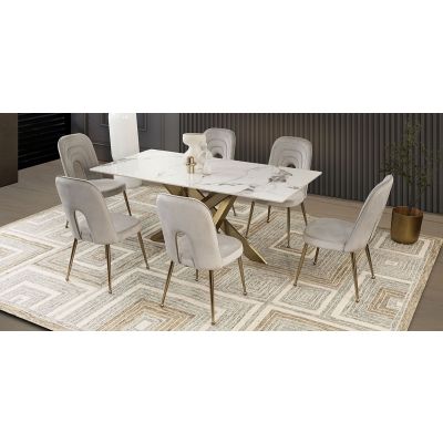 Comedor Rectangular Lucio Gris 7 Piezas