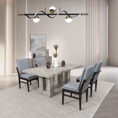 Comedor Luxor Con Sillas Baruj Crudo Jaspe Gris 5 Piezas