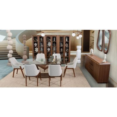 Comedor Cristal Ovalado Gio Blanco 7 Piezas