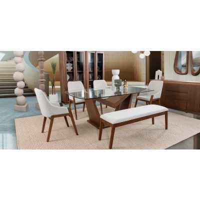 Comedor Cristal Ovalado Gio Blanco 6 Piezas