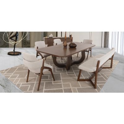 Comedor 240 X 120 Cm Edra Con Sillas Enzo Y Banca Edra Café 6 Piezas