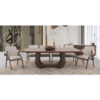 Comedor 240 X 120 Cm Edra Con Sillas Enzo Café 7 Piezas