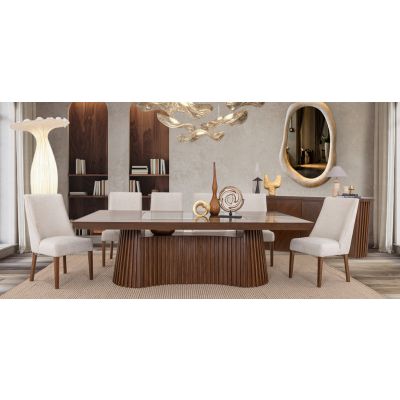 Comedor 240 X 140 Cm Lafsjo Beige 7 Piezas