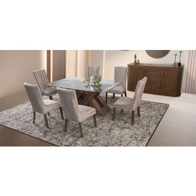 Comedor Rectangular 180 Cm Penthouse Café 7 Piezas