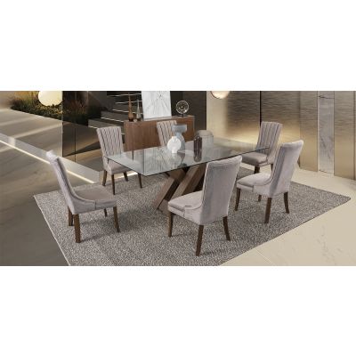 Comedor Rectangular 220 Cm Penthouse Café 7 Piezas