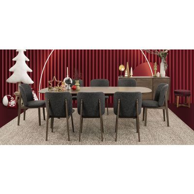 Comedor Rectangular Graz Gris 9 Piezas