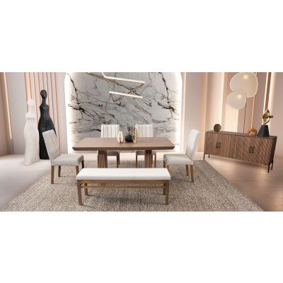 Comedor Rectangular Vanila Beige 6 Piezas