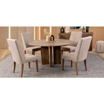 Comedor Redondo Anka Con Sillas Anka Mix Café 5 Piezas