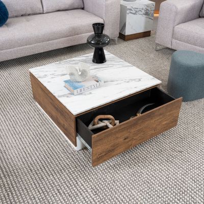 Mesa De Centro Con Cajón Birmania Blanco