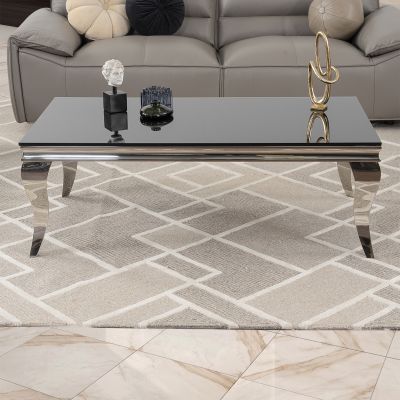 Mesa de Centro Rectangular Cristal Elenor Negro