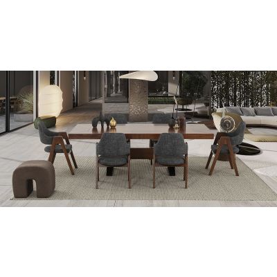 Comedor Rectangular 240 Cm Estocolmo Sillas Letonia Negro 7 Piezas