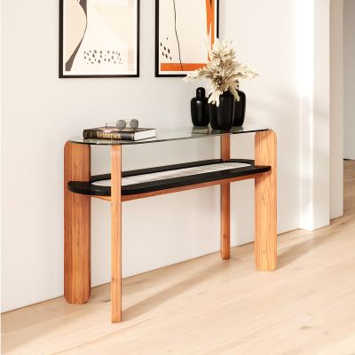 Consola Ovalada 124 cm Osaka By Alan Soria Negro Encino