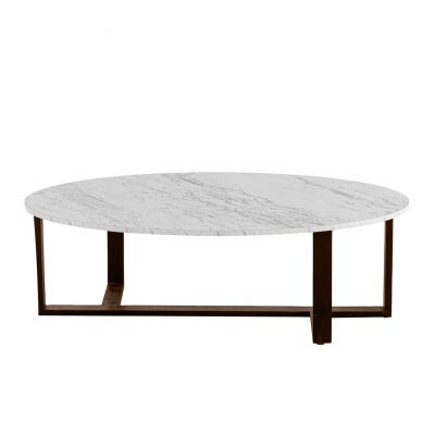 Mesa de Centro  Ovalada 110 cm Quartz Blanca con Nogal