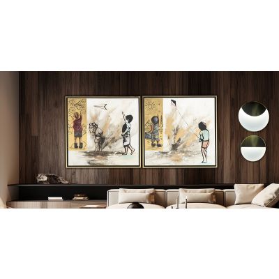 Cuadro Decorativo Children CL Dorado 2 Piezas