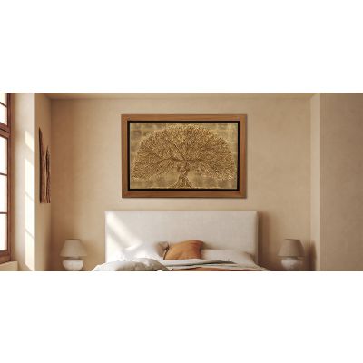 Cuadro Decorativo 100 X 150 Cm Árbol De Dios Dorado