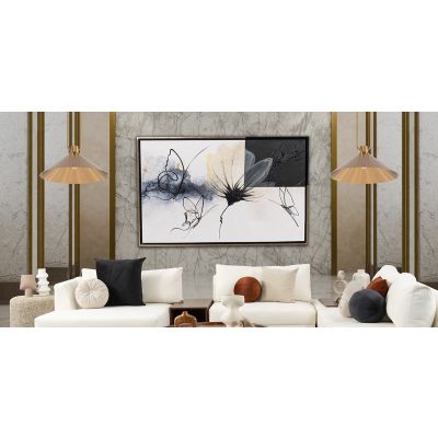 Cuadro Decorativo Al Oleo Floral CL Dorado