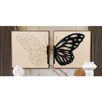 Cuadro Decorativo Al Oleo Mariposa CL Beige