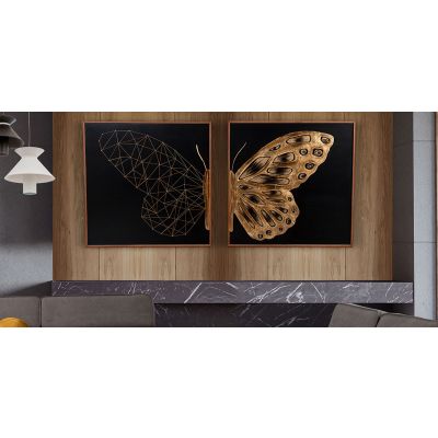 Cuadro Decorativo Al Oleo Mariposa CL Dorado