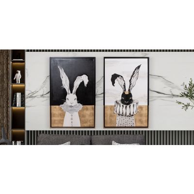 Cuadro Decorativo Al Oleo Rabbit CL Dorado