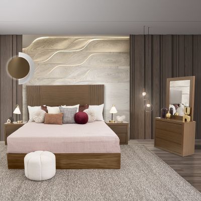 Recámara King Size Beluga Café 5 Piezas