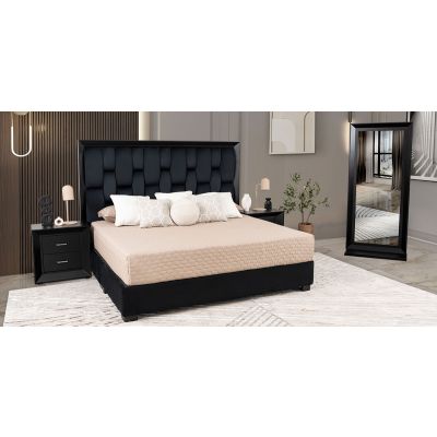 Recámara King Size Chicago Negro 4 Piezas