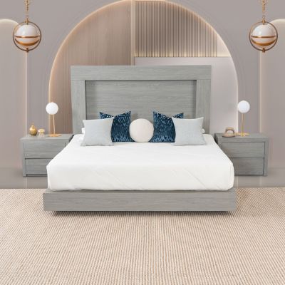 Recámara King Size Marbella Gris 3 Piezas