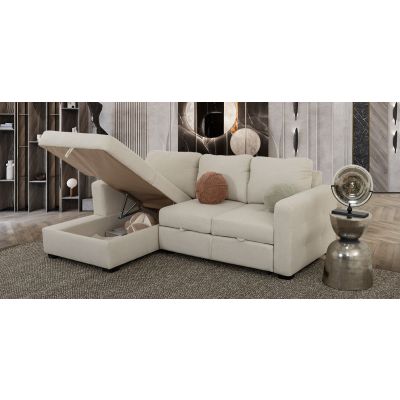 Sala Modular Izquierda Con Baúl Y Cama Alta Olivia Plus Beige 